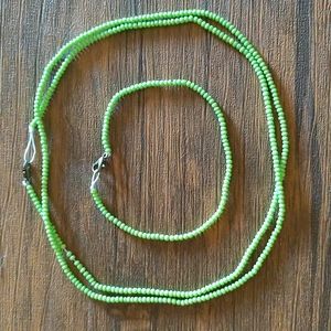 Layered Beaded Choker & Bracelet, Lime Green 💚